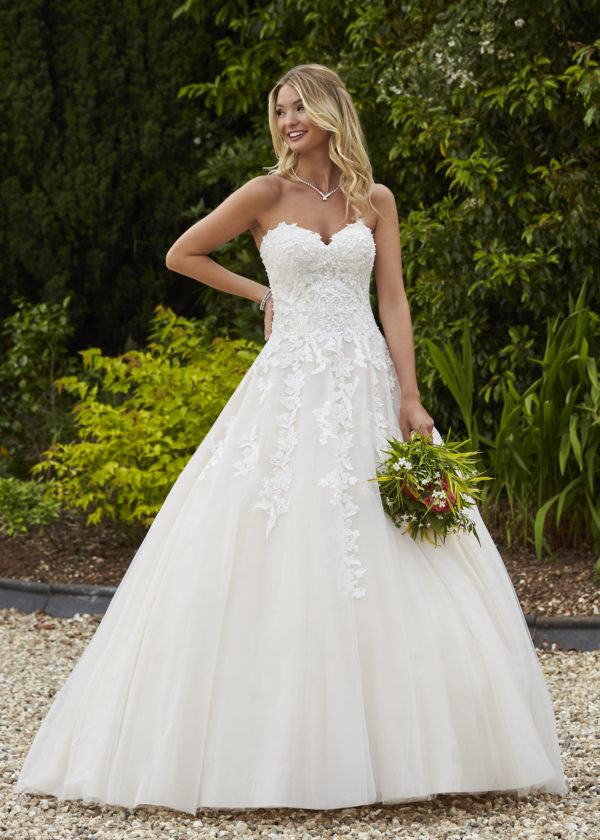 strapless lace princess ballgown